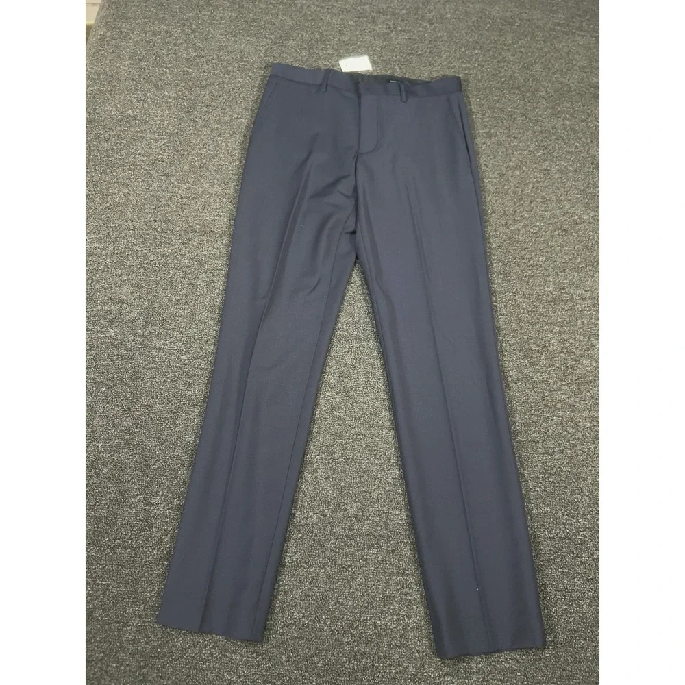 New J Crew Thompson Dress Pants Men 30x32 (Fits 32x32) Blue Tapered Wool Stretch